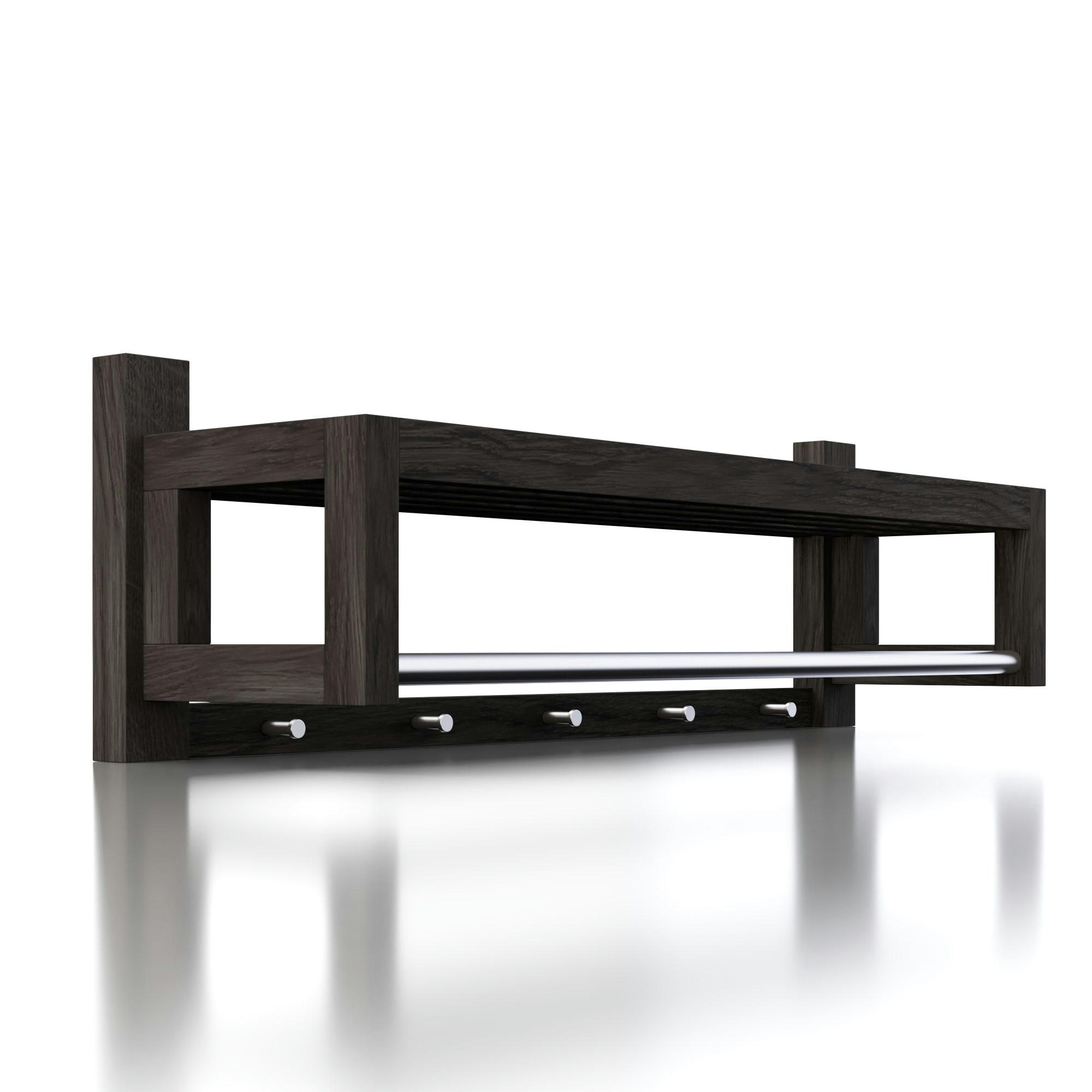 - Portemanteau mural avec 5 crochets, chêne + noir