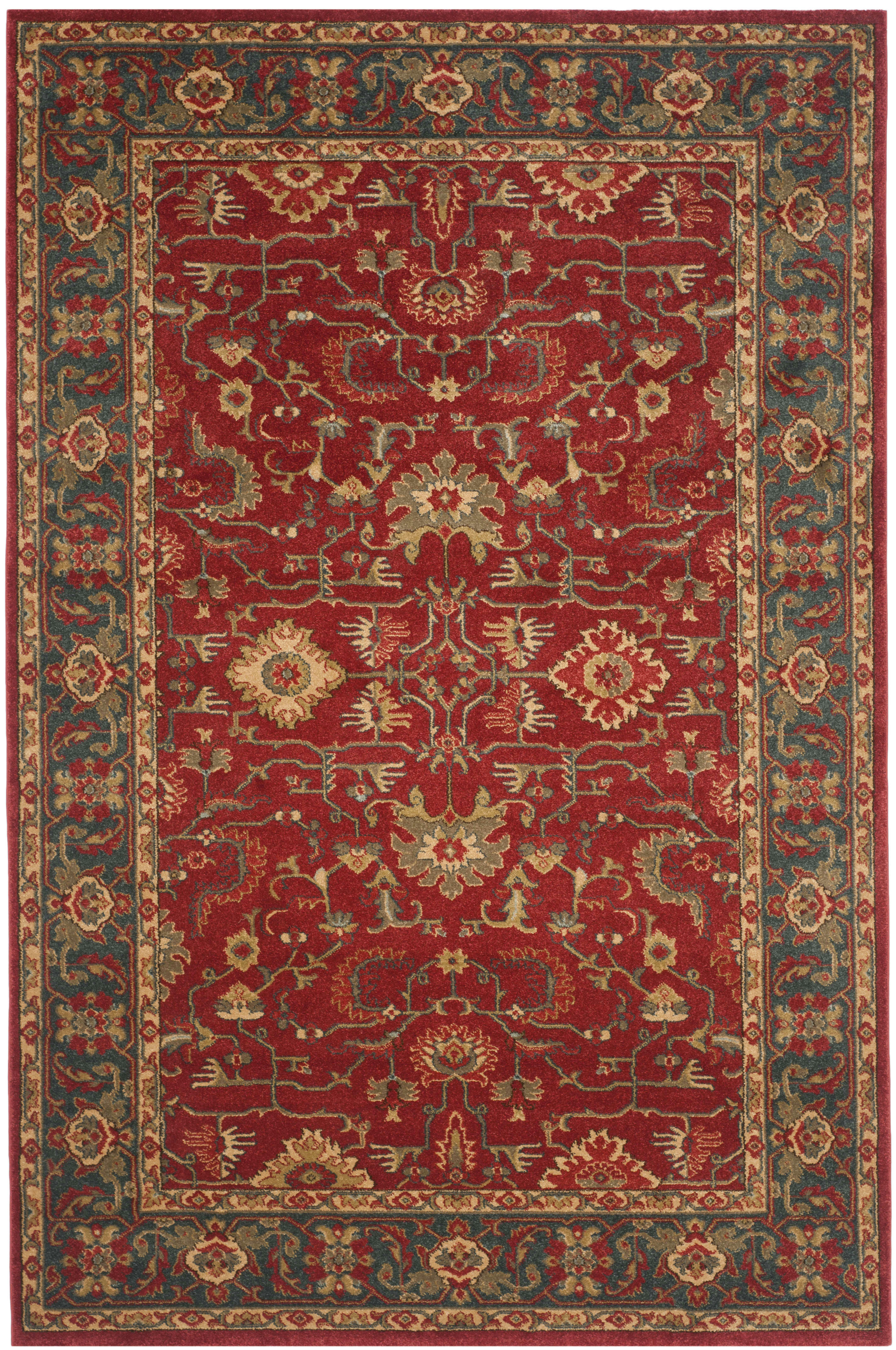 MAHAL - Tapis de salon interieur en rouge & multi, 155 x 231 cm