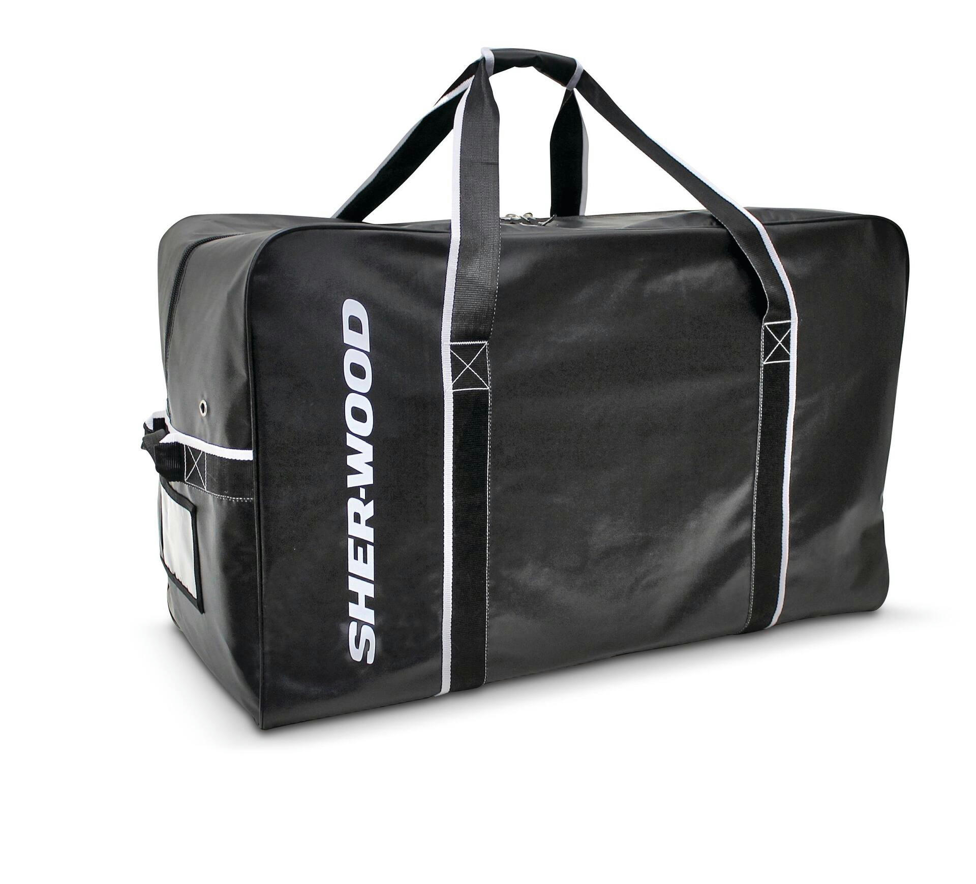 Sherwood Team Tarp Hockey Bag with Accessories/Toiletry Bag, Carry, Junior, Black, 30-in