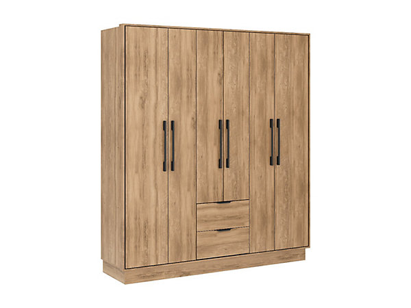 Armoire 6 portes et 2 tiroirs - L162 cm - Coloris : Naturel - FEOVA
