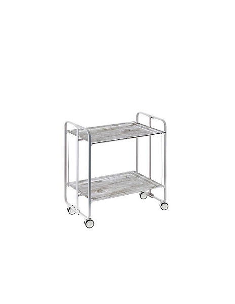Desserte pliante BAUHAUS avec roulettes, Structure grise, 2 niveaux, 4 positions