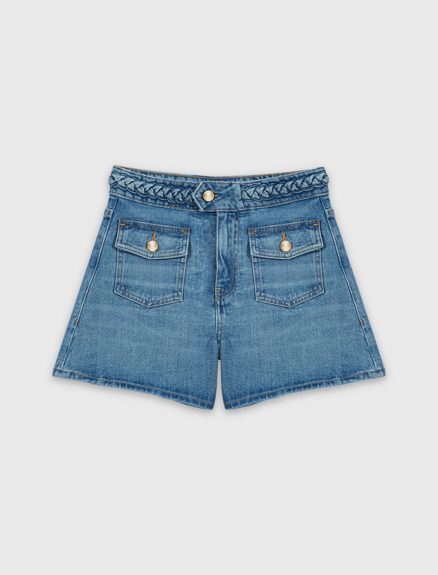 Short en denim tressé