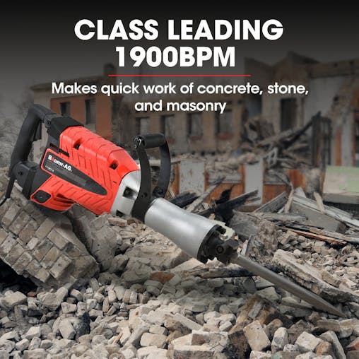 NNEMB 2400W Pro-Grade Electric Demolition Jackhammer-with 3 Bonus Chisels-Carry Case