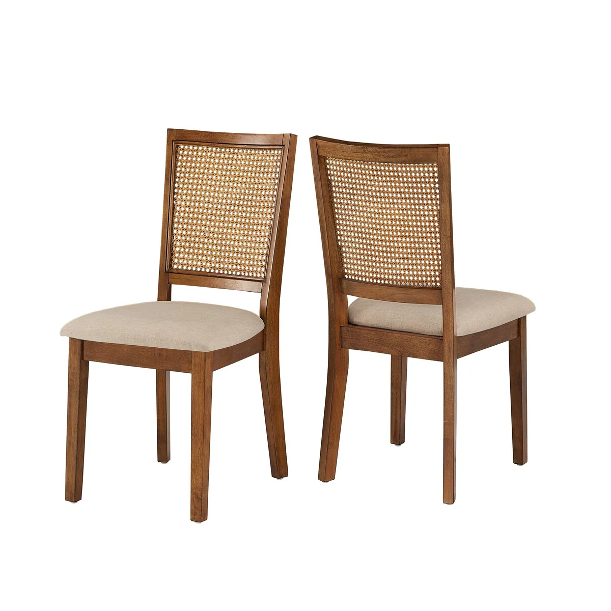 Eleanor Beige Linen Rattan Dining Chairs (Set of 2) by iNSPIRE Q Classic