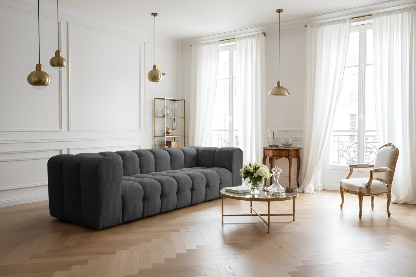 Sofa Baloo, 4-osobowa, do salonu, tkanina Moly, antracyt