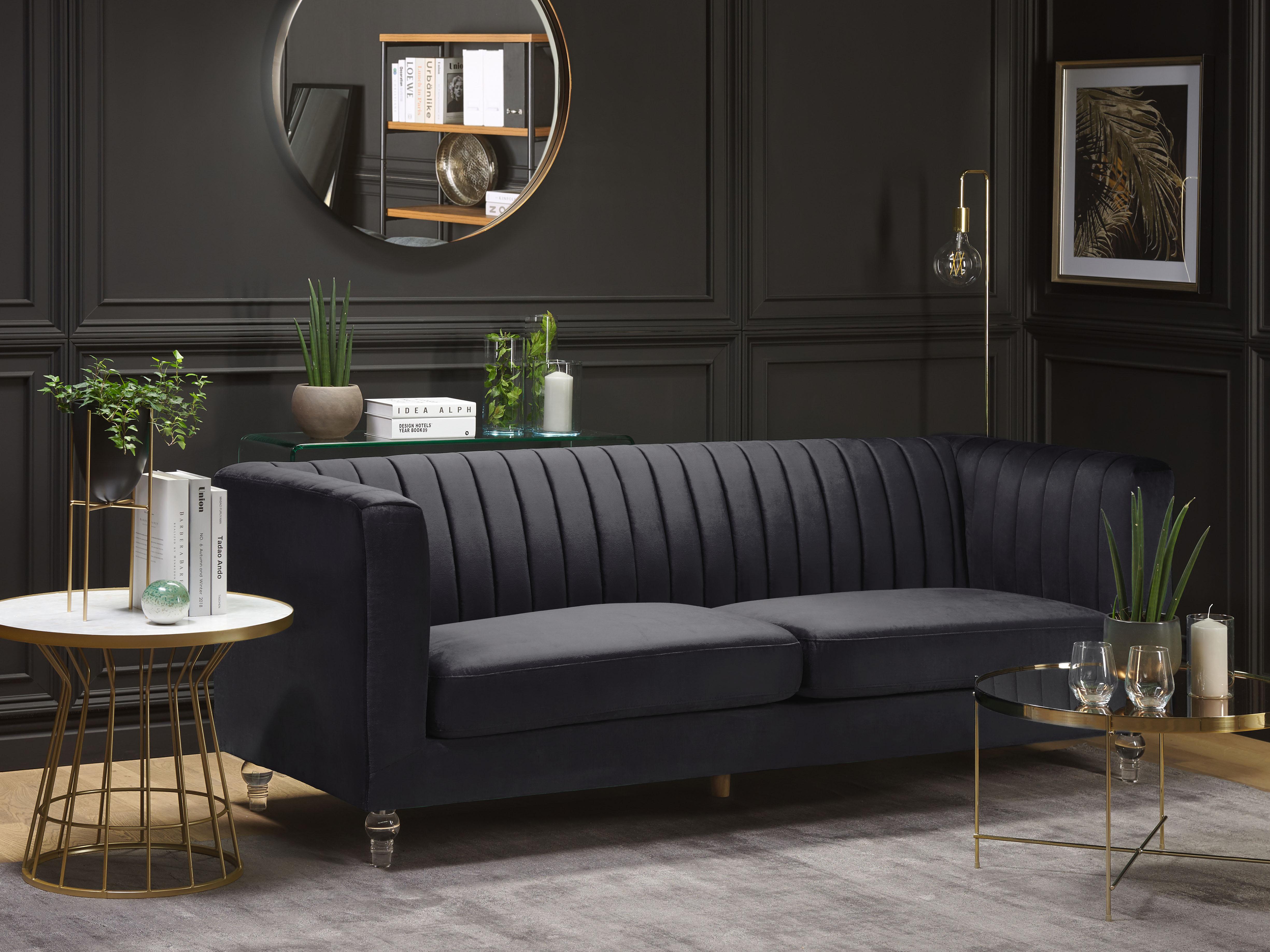 Sofa 3 Seater ARVIKA Velvet Black