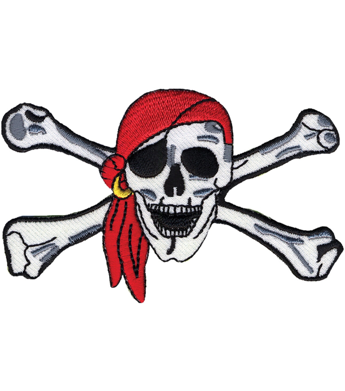 Wrights 2 x 1.5 Pirate Skull & Crossbones Iron On Patch