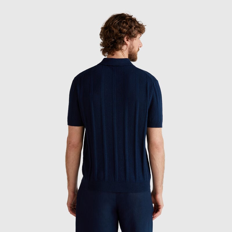 Knit polo in linen blend