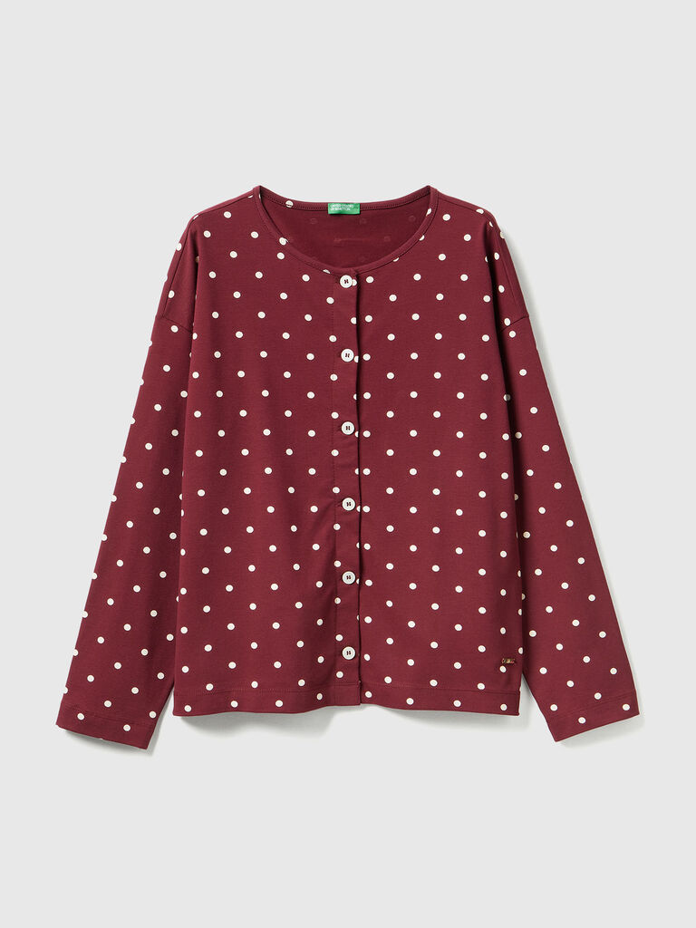 Polka dot top in warm cotton