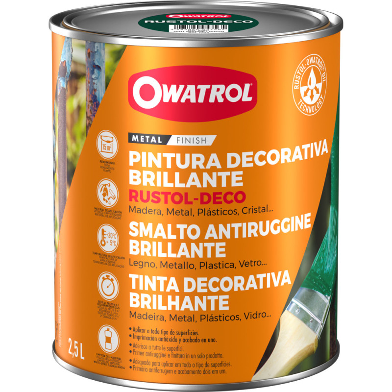 Peinture pour métal Rustol Deco vert mousse 2,5 L OWATROL