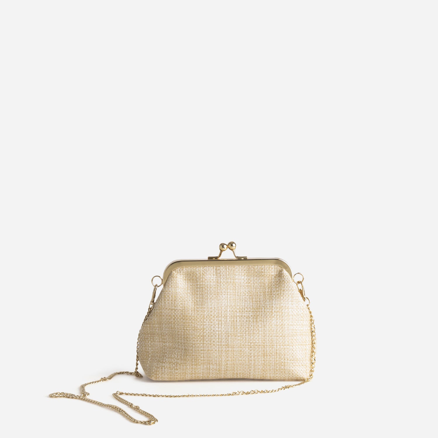 Sac pochette beige brodée fleurs
