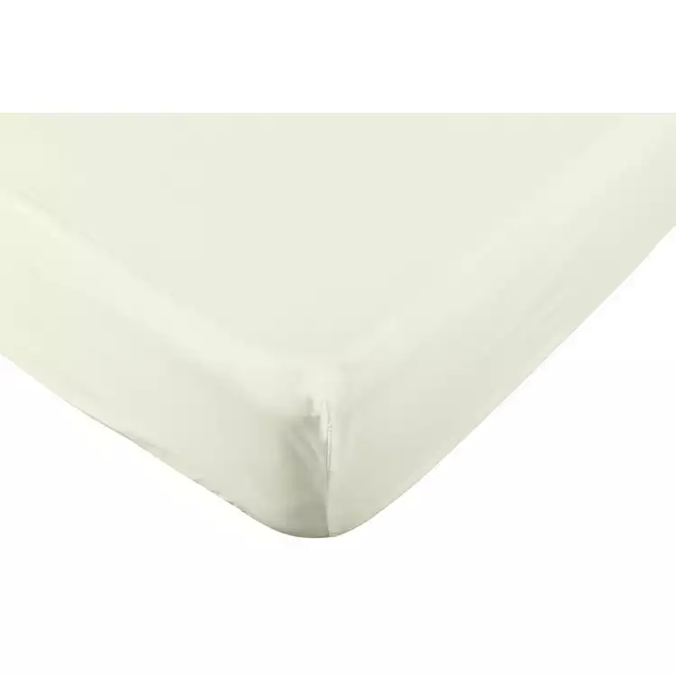 Habitat Pure Cotton 200TC Cream Fitted Sheet - Single