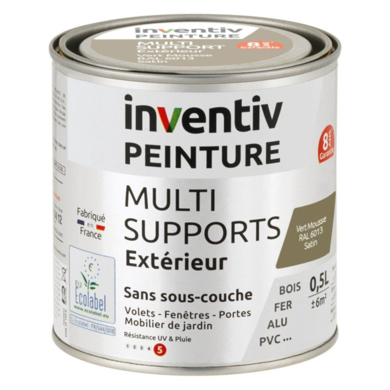 Peinture multi-supports vert mousse satiné 0,5 L INVENTIV