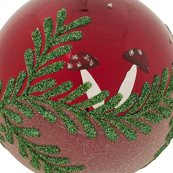 Boule verre décor branches d.9cm rouge - feeric lights &christmas
