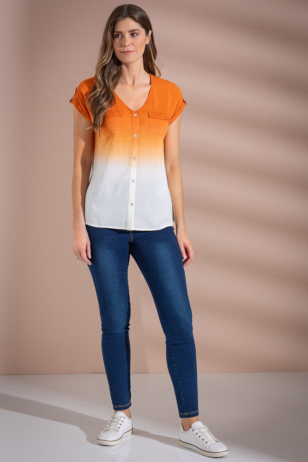 Klass. Dip Dye Embellished Top