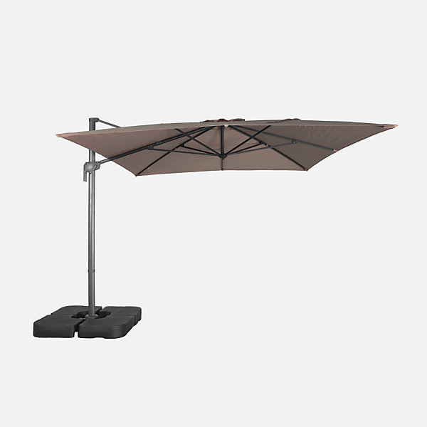 Parasol déporté rectangulaire 3x4m taupe   dalles à lester 50x50cm - Antibes