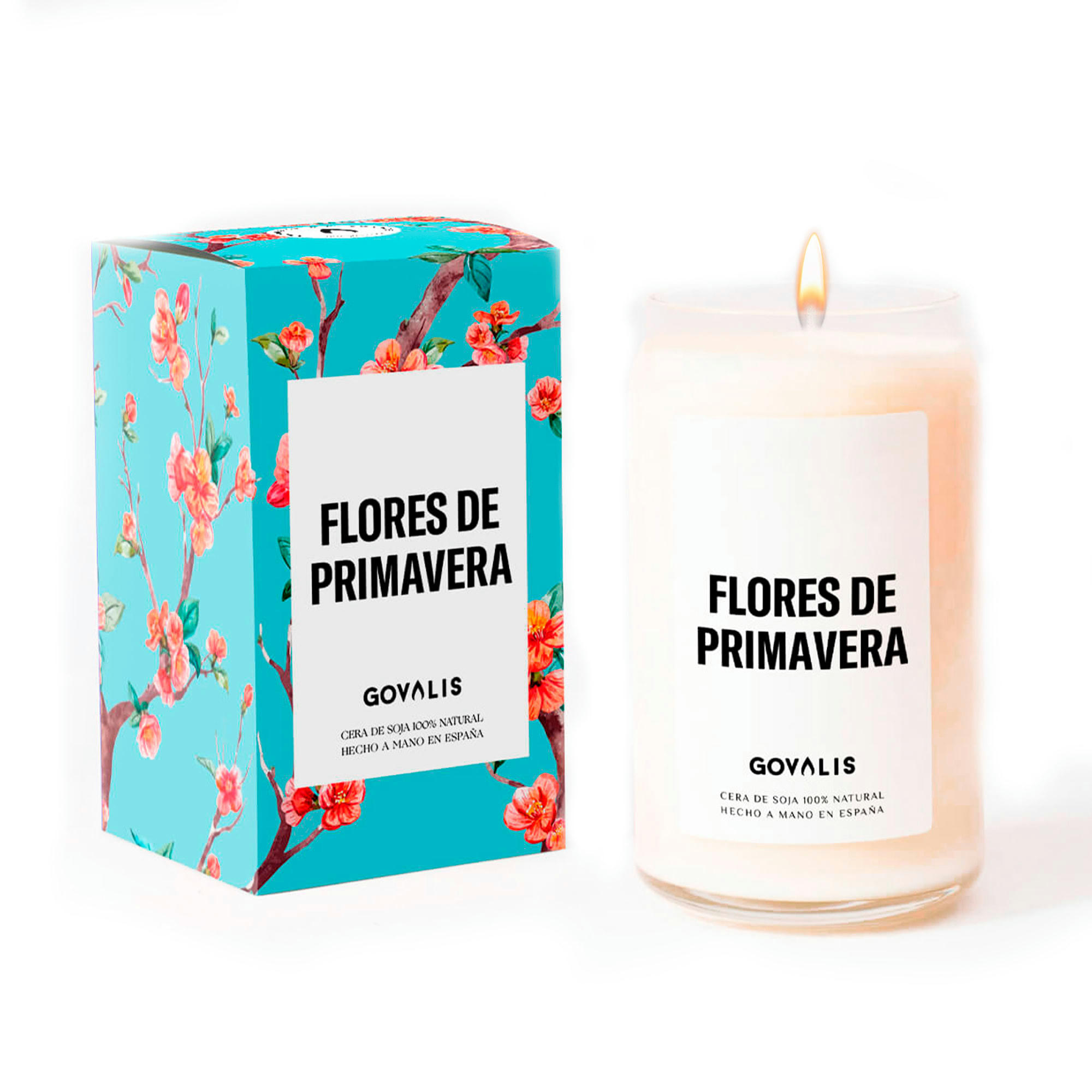 RECUERDOS - Vela Aromática Flores de Primavera - 100% Natural - 100h - 700g