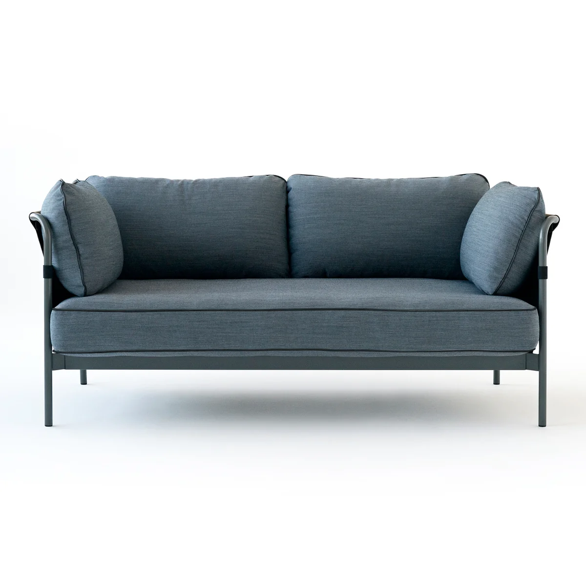 HAY - Can 2.0 Sofa, 2-Sitzer, Chrom / Canvas schwarz / Steelcut 975 dunkelgrün