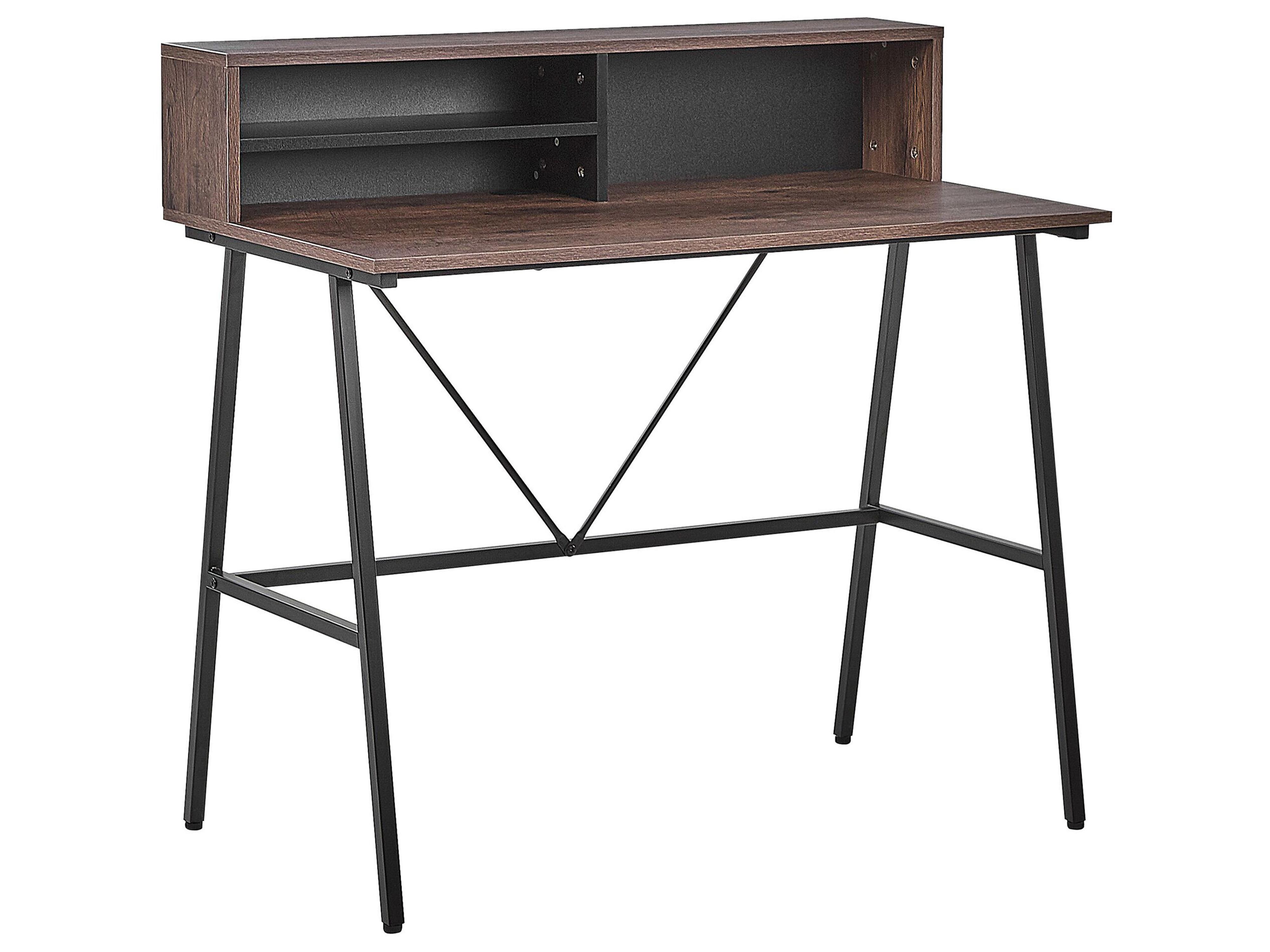 Home Office Desk HARISON Dark Brown 100 cm 53 cm