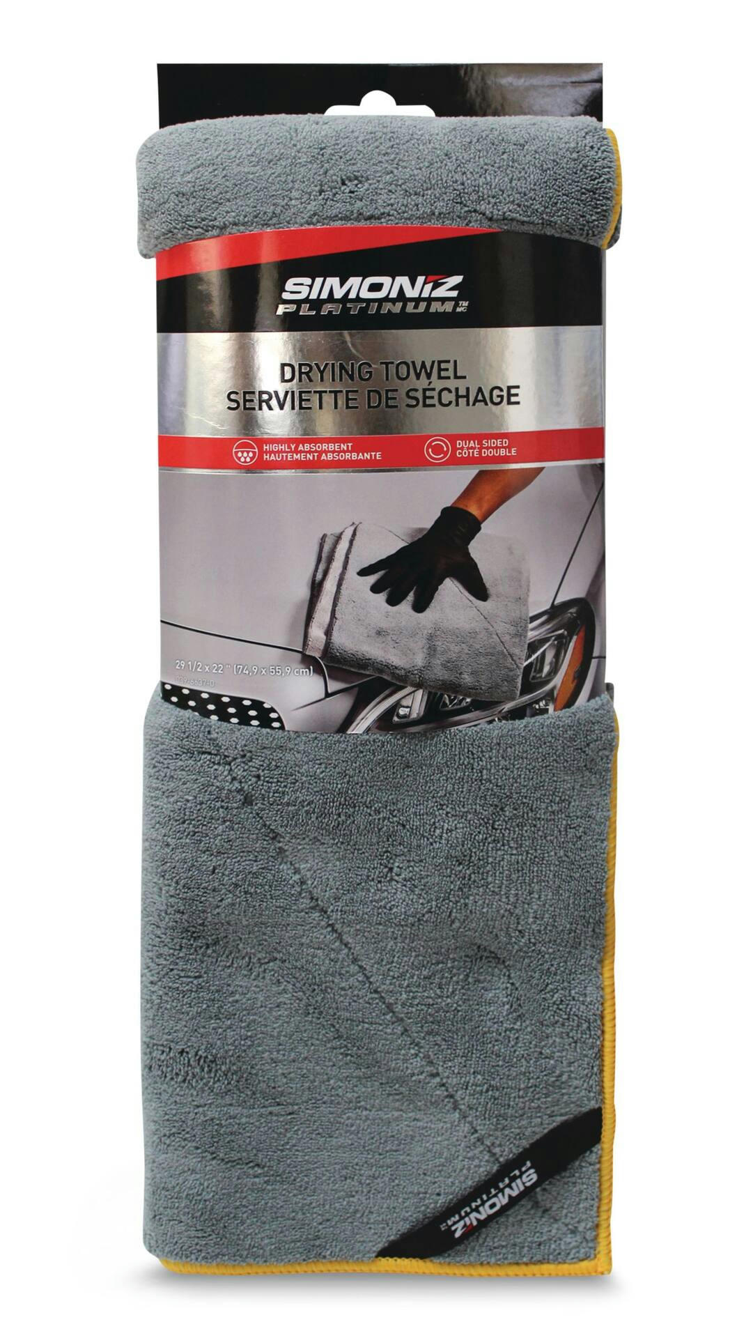 SIMONIZ Platinum 2-in-1 Plush Edged Drying Towel, 4.5 sq.ft., Grey, 1-pc