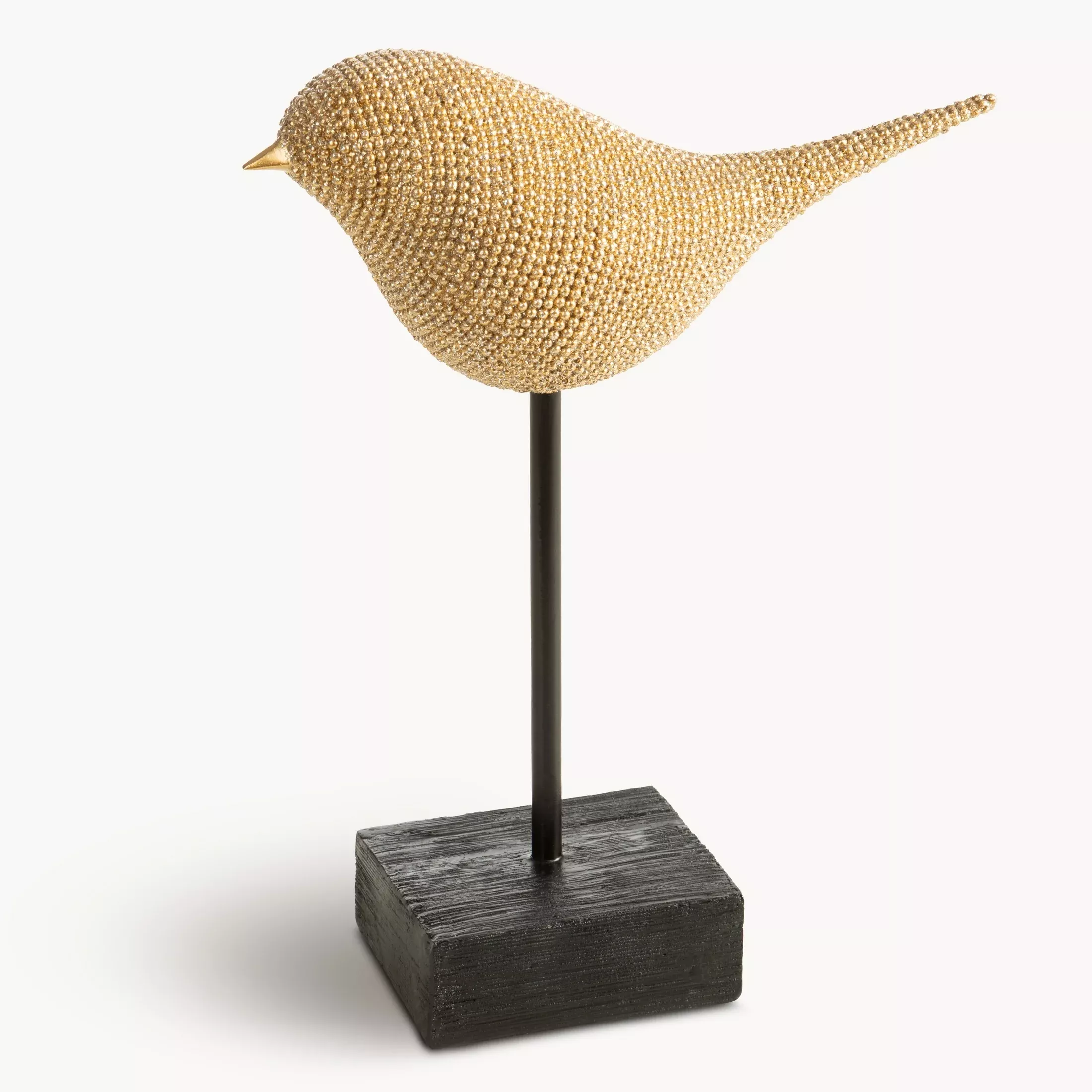 Figurka złota w kształcie ptaszka o drobnym strukturalnym wzorze 21x8x26 cm ELDO 2