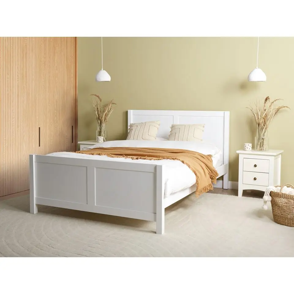 CHAMPAGNAT - Tweepersoonsbed - Wit - 140 x 200 cm - Rubberhout