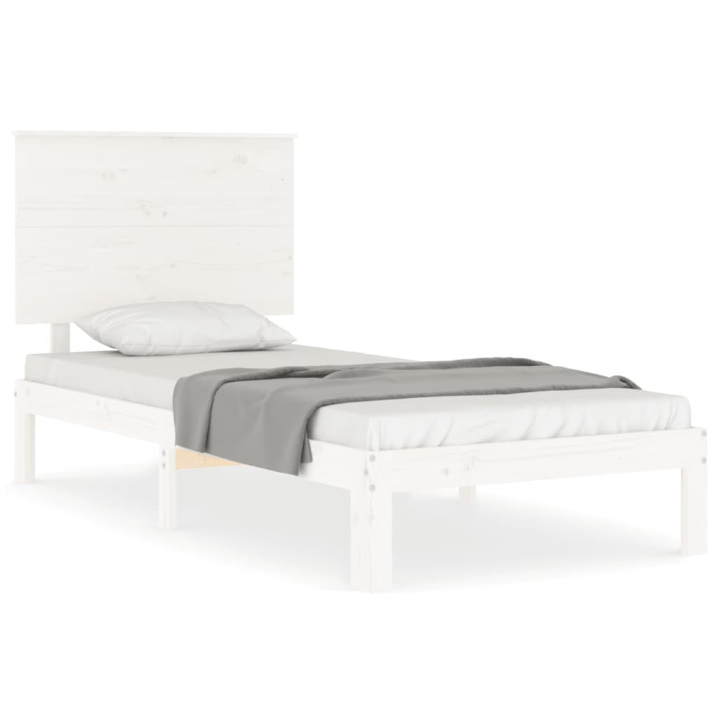 Rama łóżka bez materaca biała 90x200 cm lite drewno sosnowe