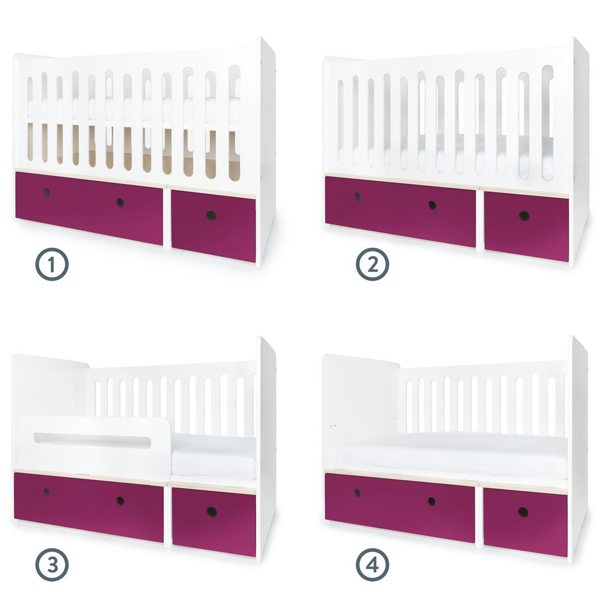 COLORFLEX - Lit bébé évolutif 70x140cm prune