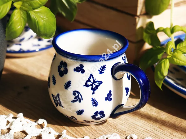 Kubek baryłka 0,3 L Bolesławiec - Niebieskie Motyle gat. I