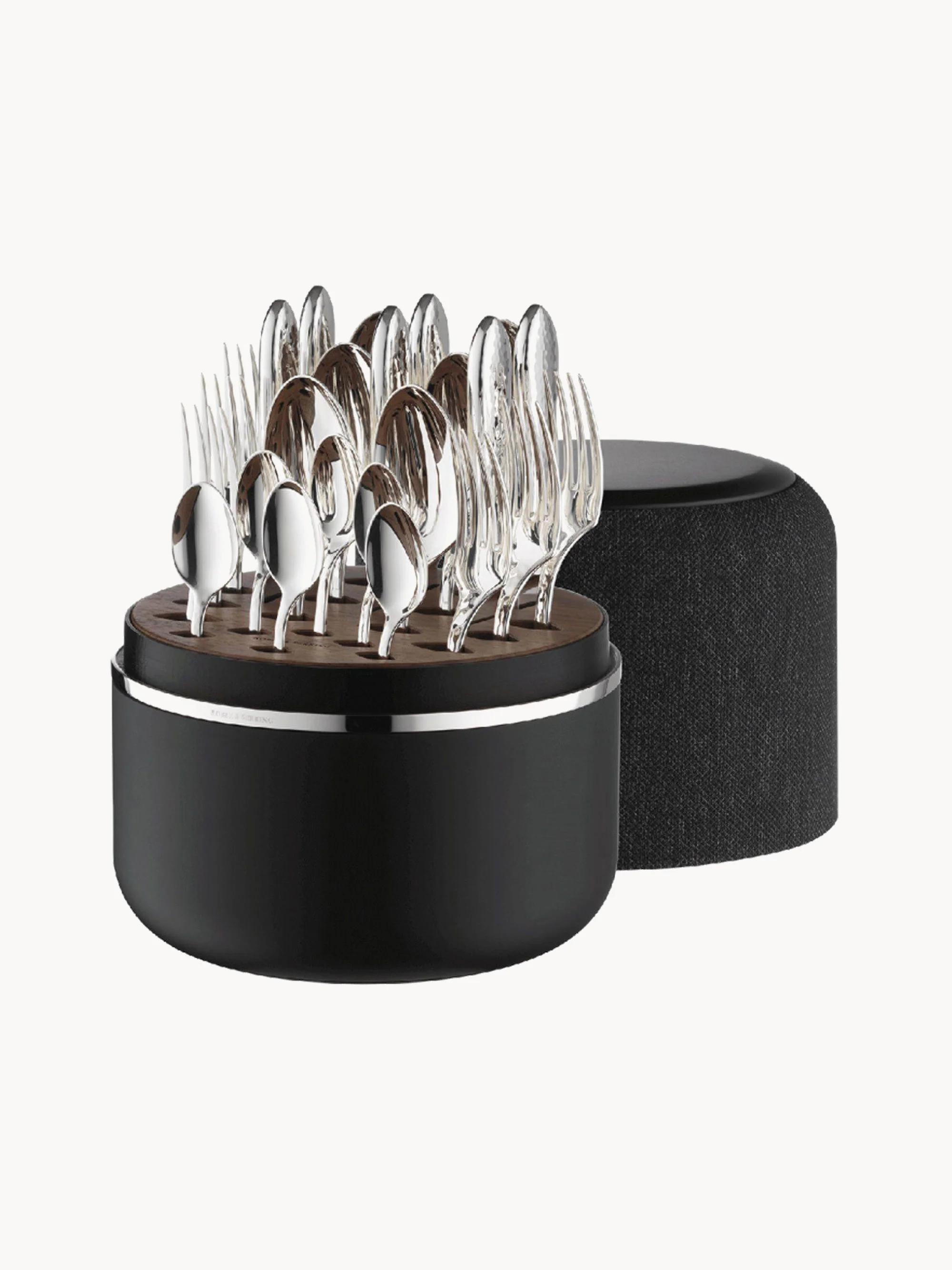 Handgefertigtes hochglanzpoliertes Besteck-Set Martelé in Box, 6 Personen, 24er-Set