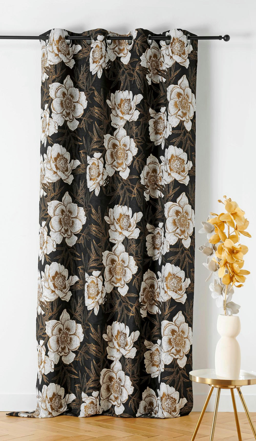 PEONIA - Rideau d'ameublement 140x260cm Noir