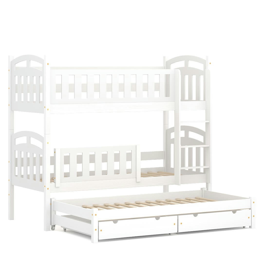 - Lit superposé en pin massif&MDF 180x80 blanc