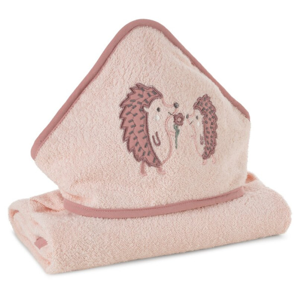 Okrycie kąpielowe 100x100 Baby 68 różowy jeże ręcznik z kapturkiem 350 g/m2