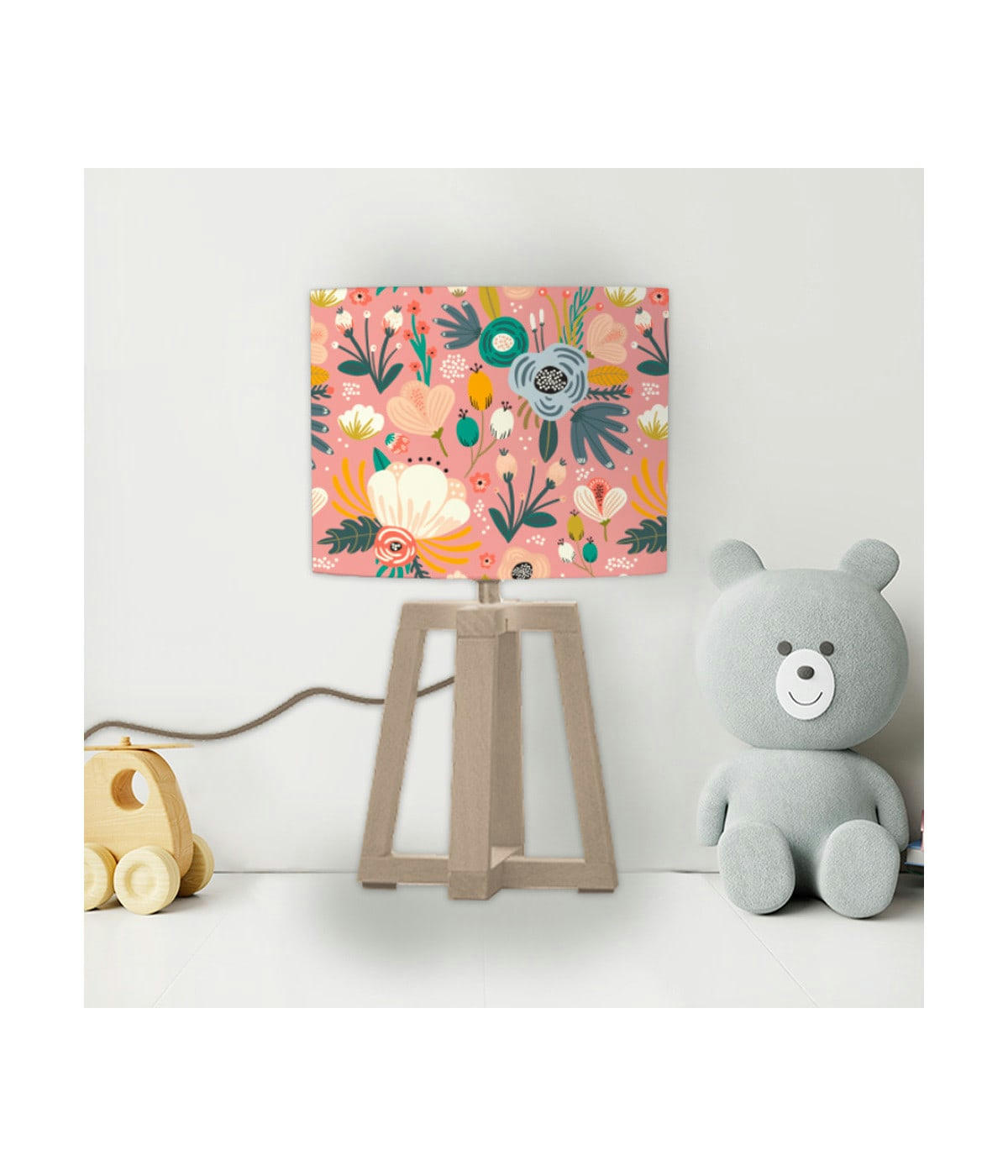 ENFANT - Abat-jour chevet enfant floral Rose doux D: 25 x H: 20