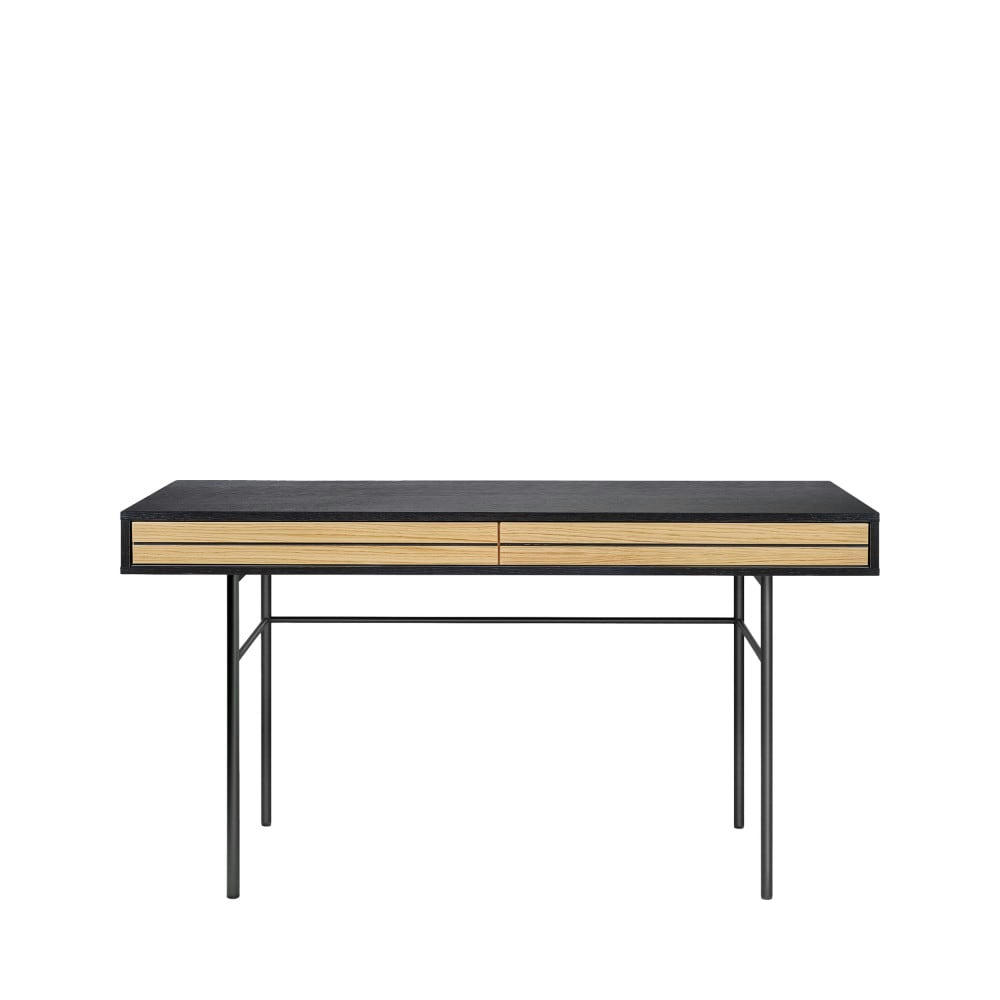 STRIPE - Bureau en bois et métal 2 tiroirs noir
