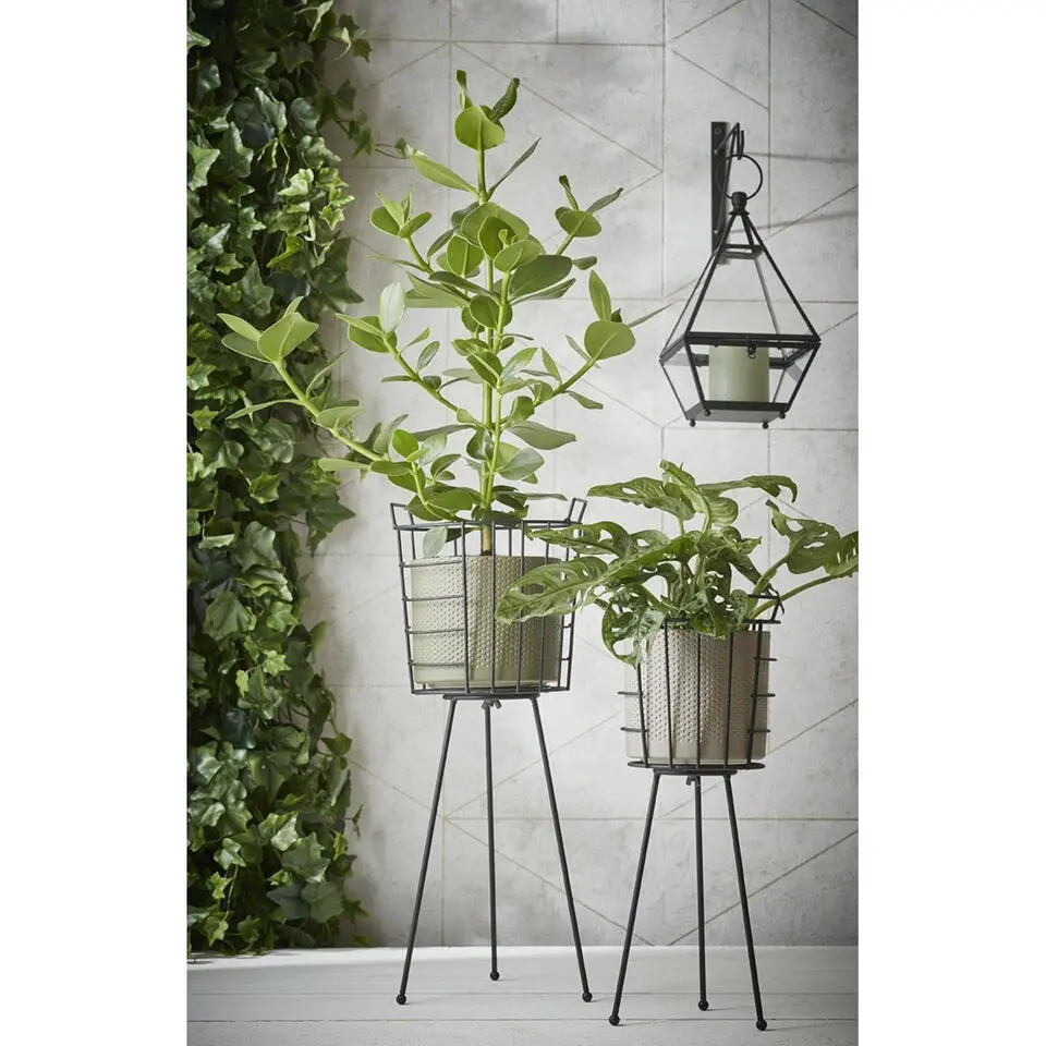 Mica Decorations Bloempot - goud - relief - keramiek - 13x12 cm