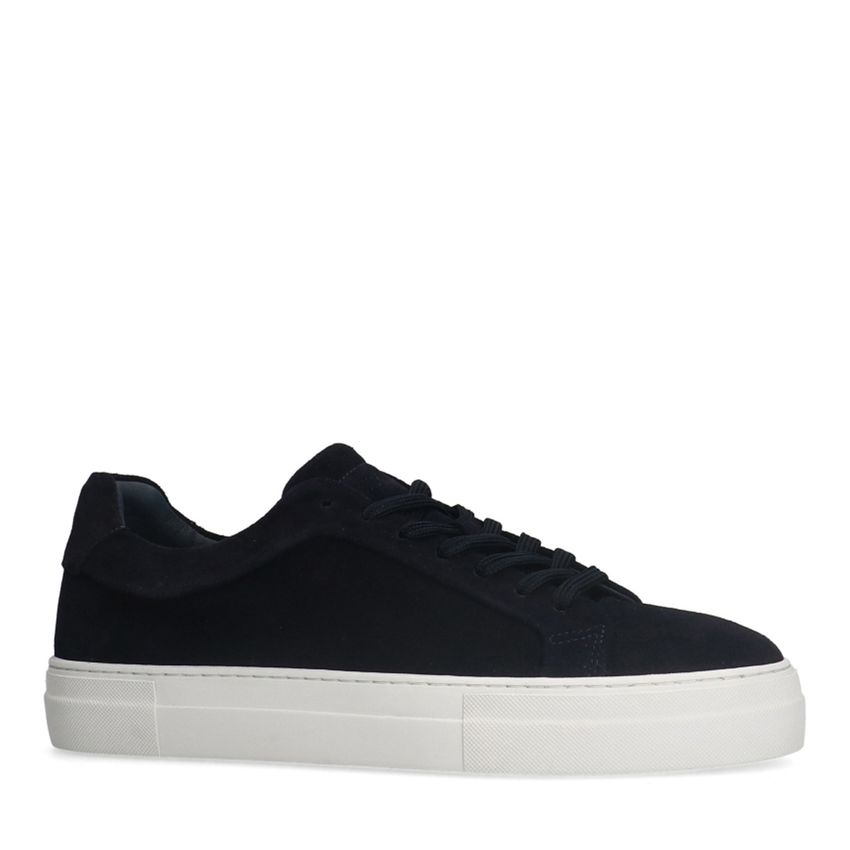 Manfield Donkerblauwe suède sneakers