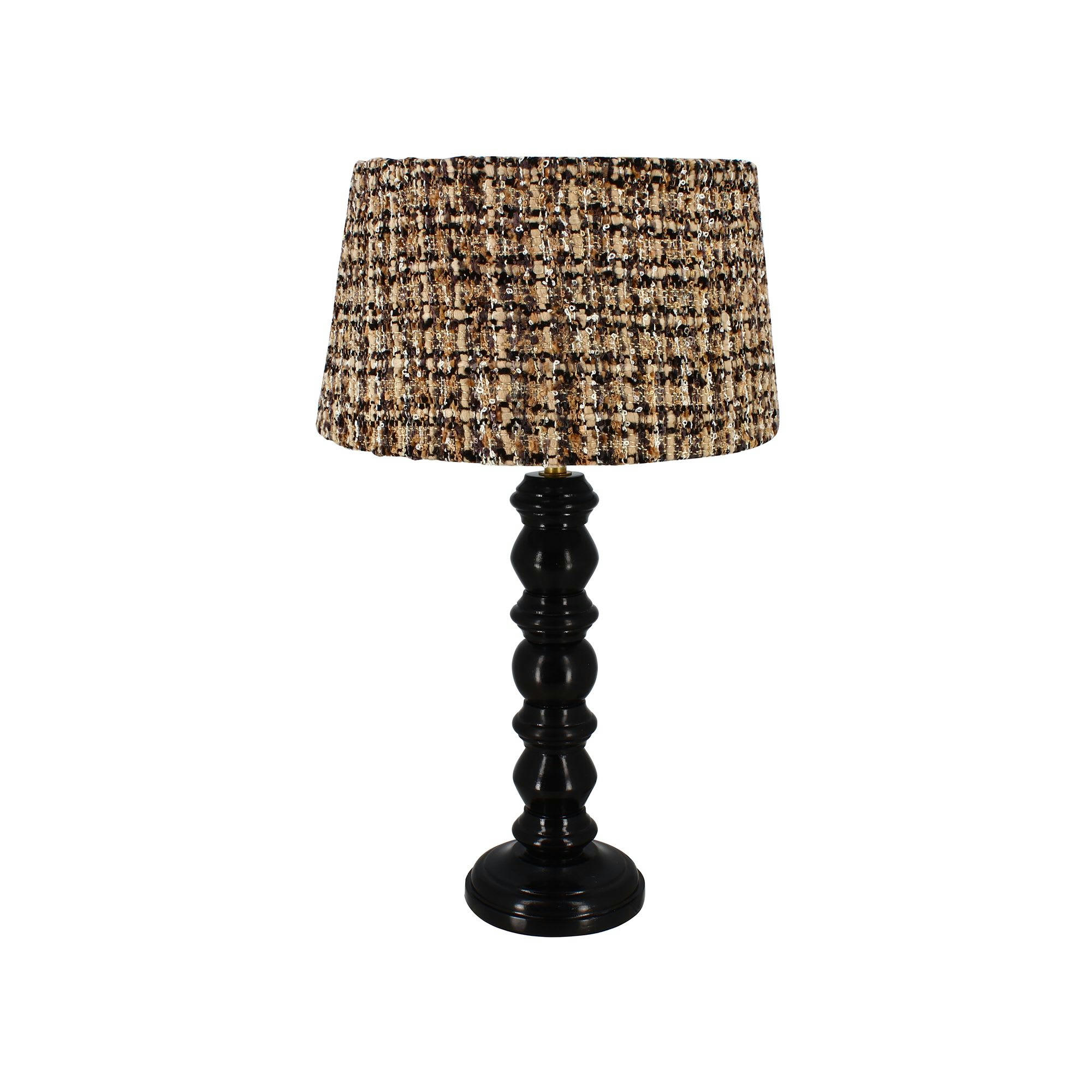 ROMY - Lampe à poser en bois noir et abat jour en tissu h39cm
