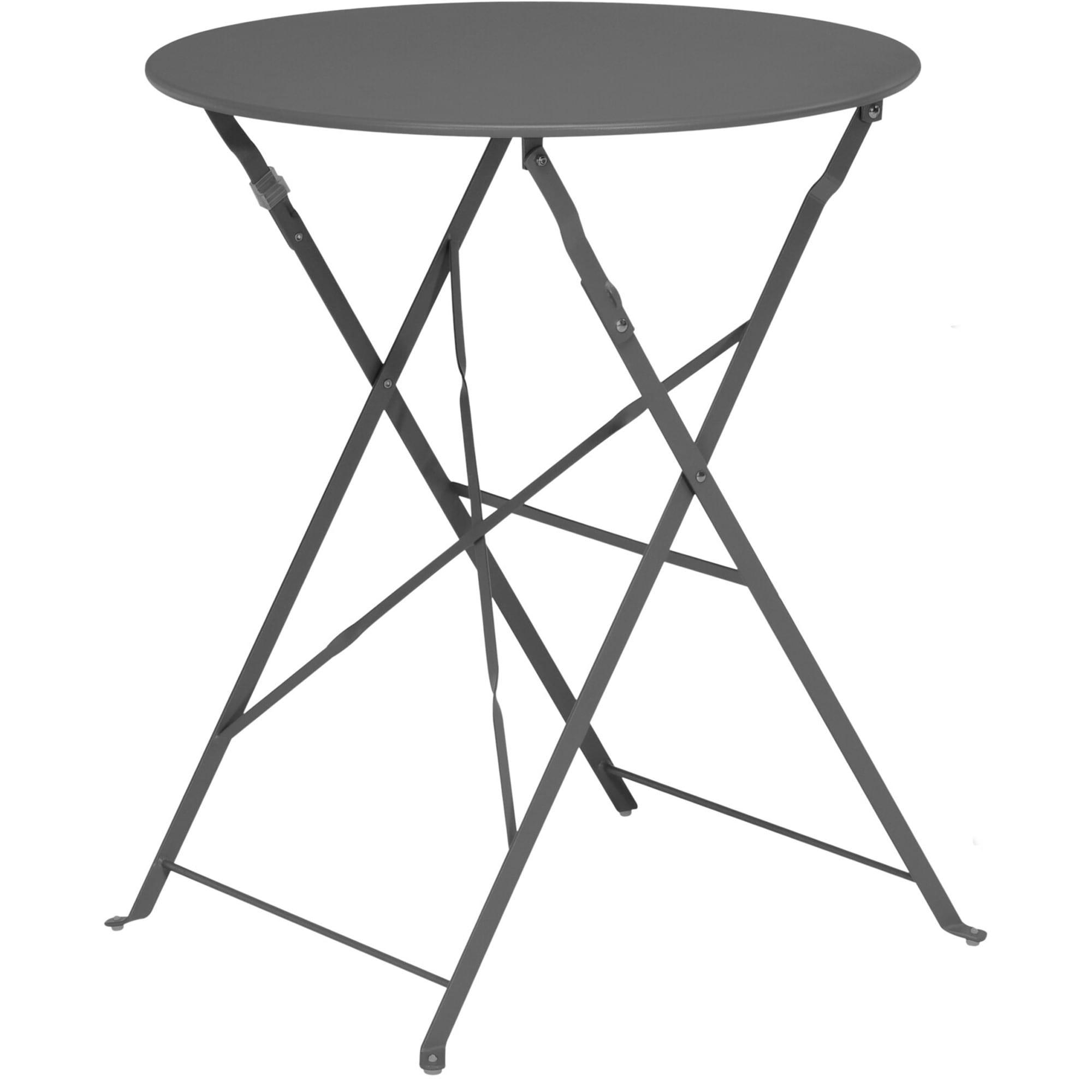 - Table jardin ronde pliable métal gris bistrot 60x60x70cm