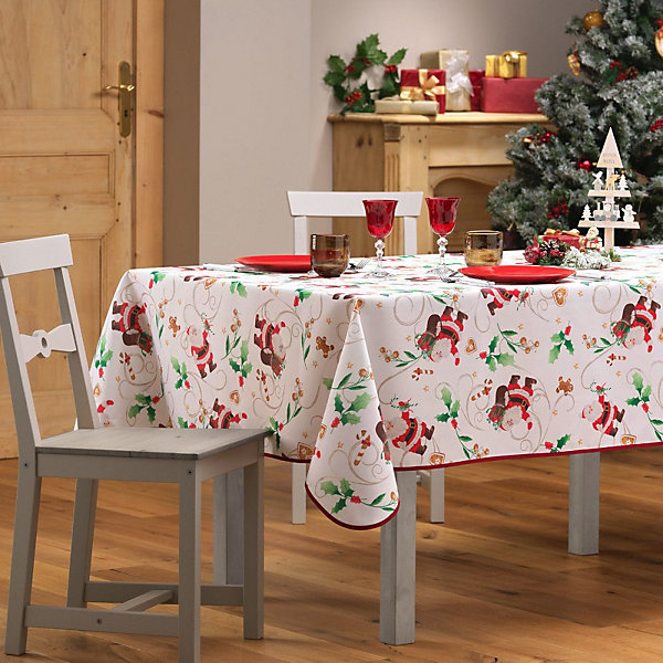 Nappe rectangulaire PERE NOEL 150x240 cm coloris blanc