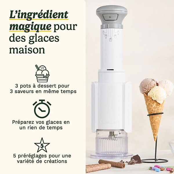 Machine a Glace - Sorbetiere Machine a glace CUISINART - ICEFD10E - Capacité 3 x 240ml - 250W