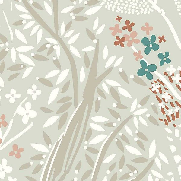 Papier peint vinyle intissé Sejours &Chambres Lutece mat et satiné feuilles beige, brique, bleu l.1005 x l.53 cm