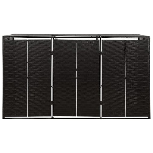 NNEVL Triple Wheelie Bin Shed Black 207x80x117 cm Poly Rattan