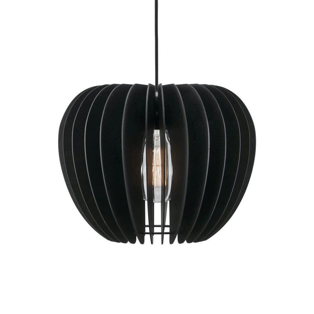 TRIBECA - Suspension en bois noir avec abat-jour ouvert Ø38 cm