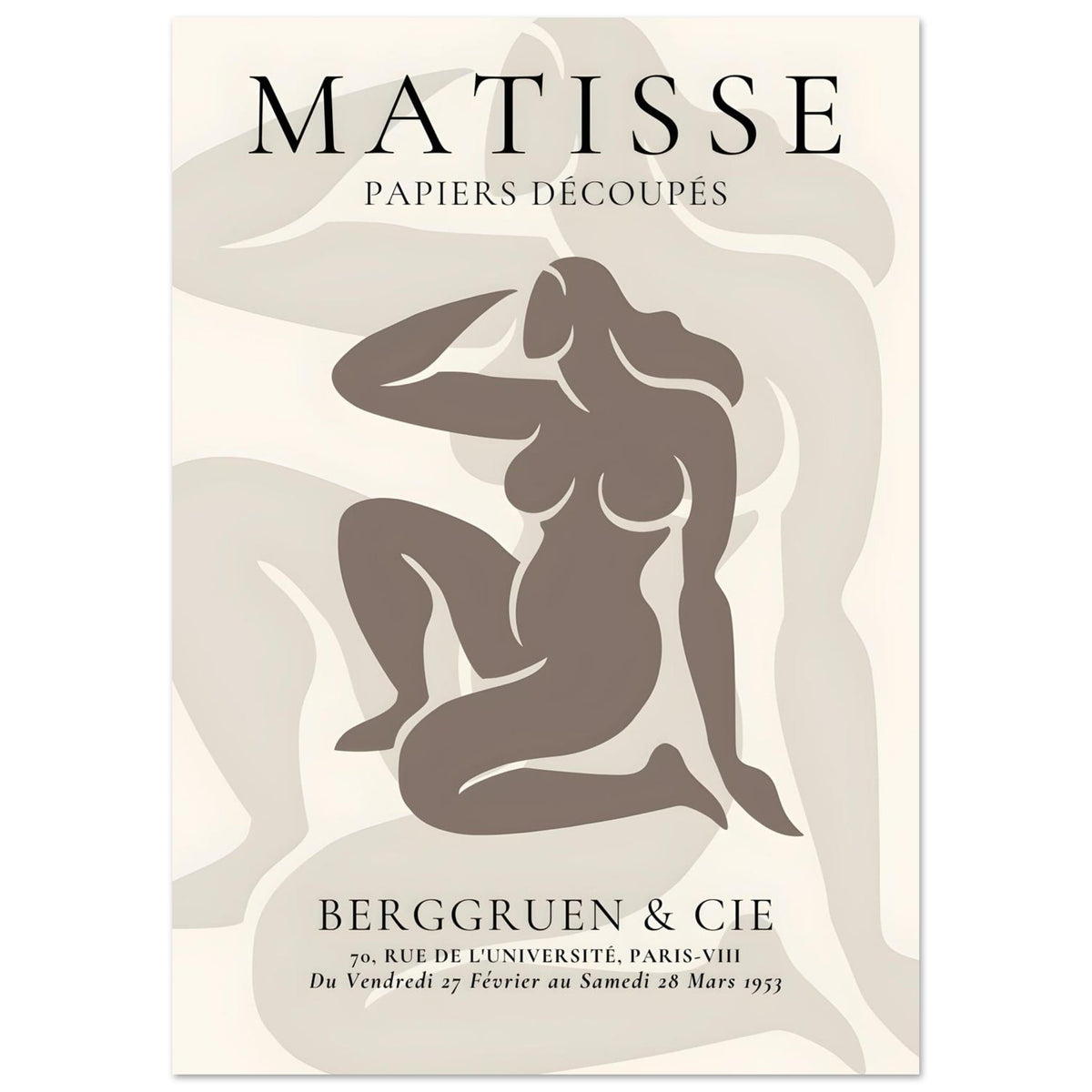 Artfulprints Poster Matisse - Shapes of her  - A4 21x29.7 cm - Taupe