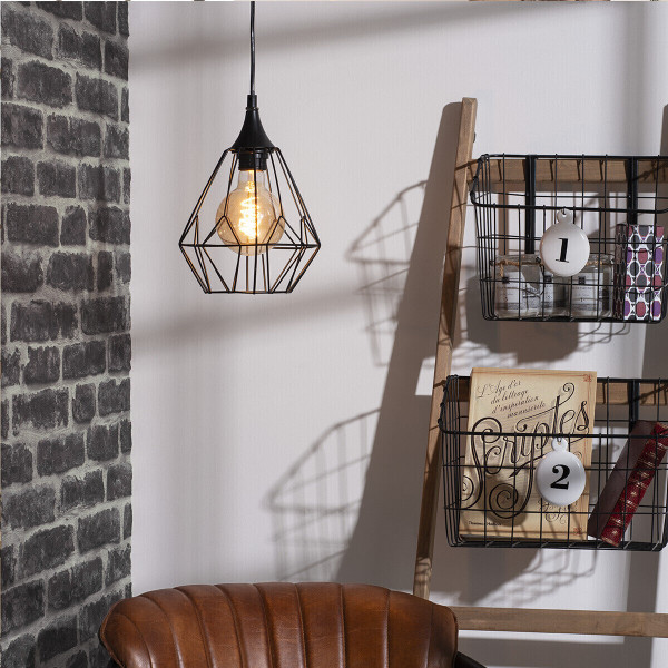 LAMPA WISZĄCA Drim czarna geometryczny abażur ŻELAZNA