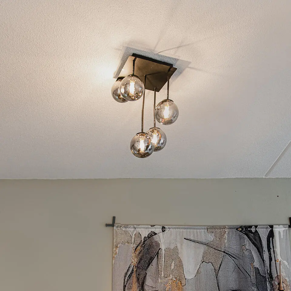 Qazqa plafondlamp athens zwart g9