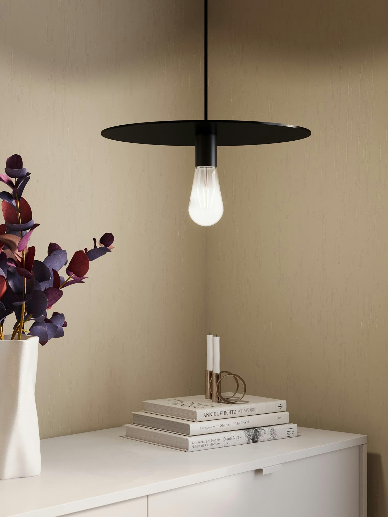 MOLIERE - Luminaire suspension circulaire en métal noir