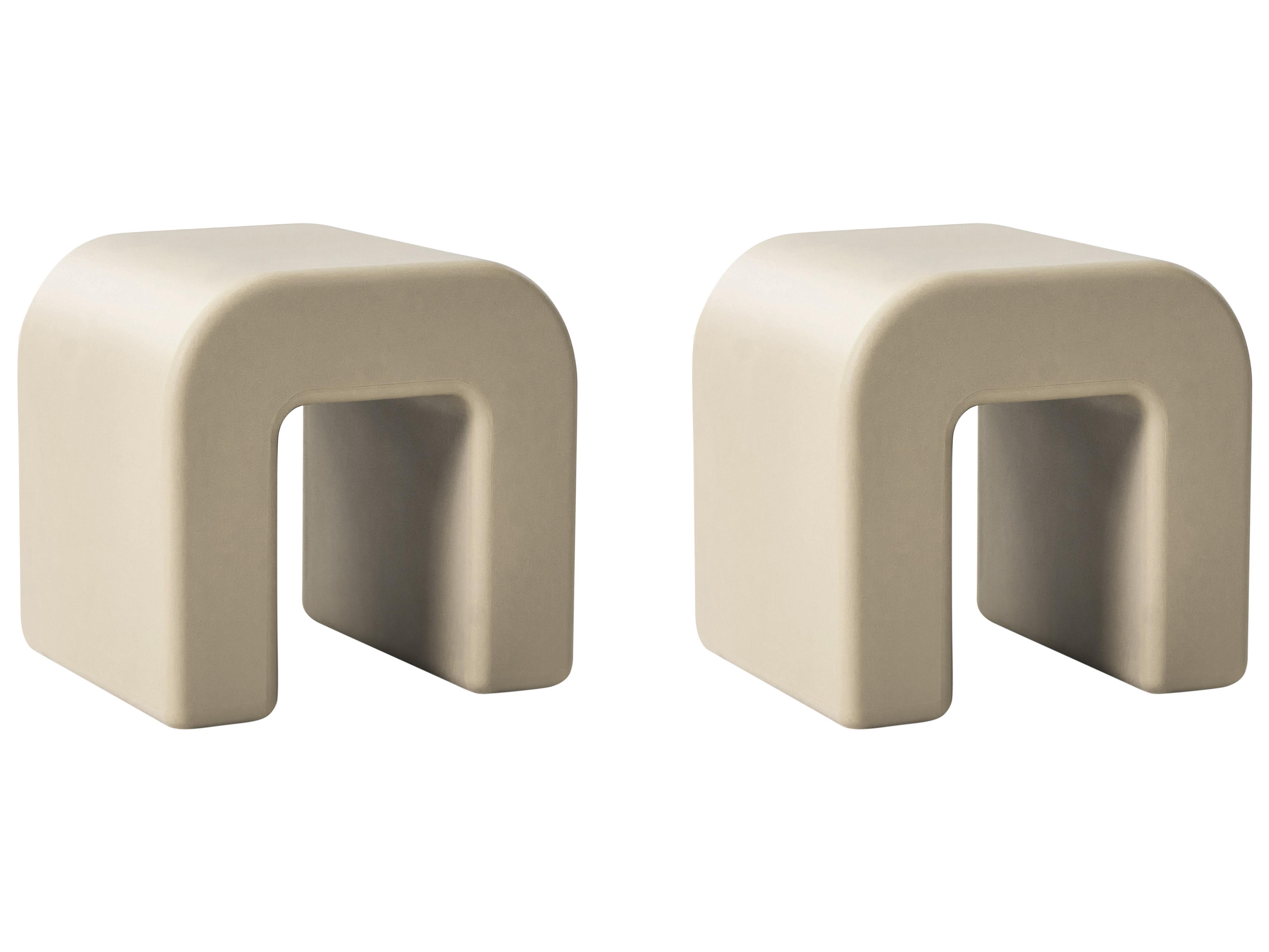 Set of 2 Side Tables MOZIA Olive Green Beige