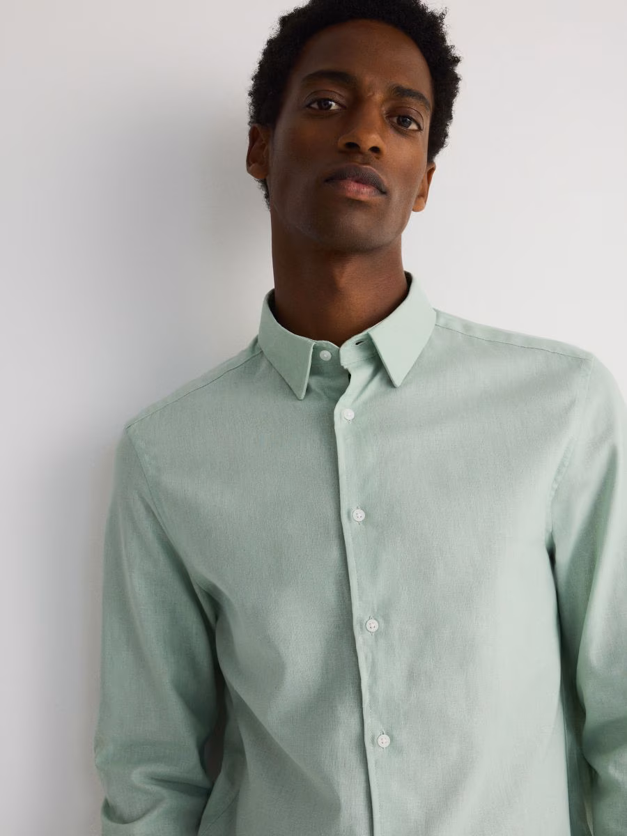 Regular Fit Shirt With Linen Blend